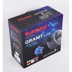 Кастрюля 3л со стеклянной крышкой, АП линия Granit ultra (Blue)