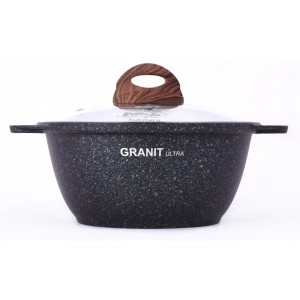 Кастрюля 2л со стеклянной крышкой, АП линия Granit ultra (Blue)