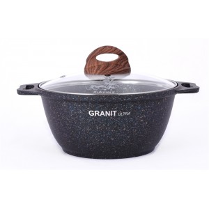 Кастрюля 2л со стеклянной крышкой, АП линия Granit ultra (Blue)